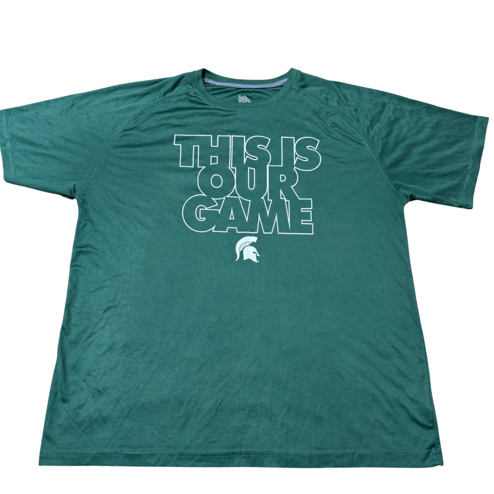 Michigan State Spartans T-Shirt Logo Mens XL Green Performance MSU‎ Our Game